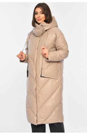 Куртка жіноча подовжена єврозима бежевого кольору Уцінка 8937 210014C