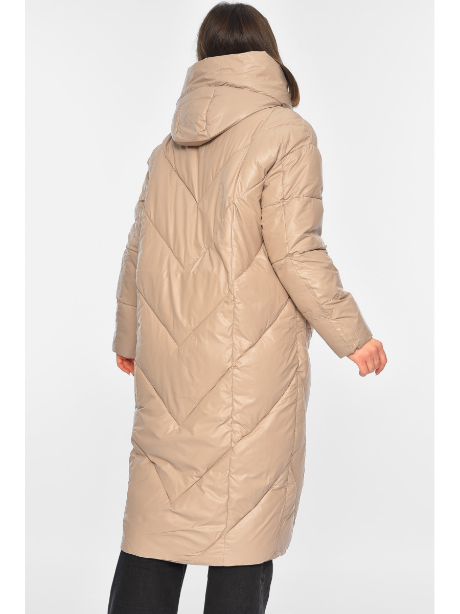 Куртка жіноча подовжена єврозима бежевого кольору Уцінка 8937 210014C