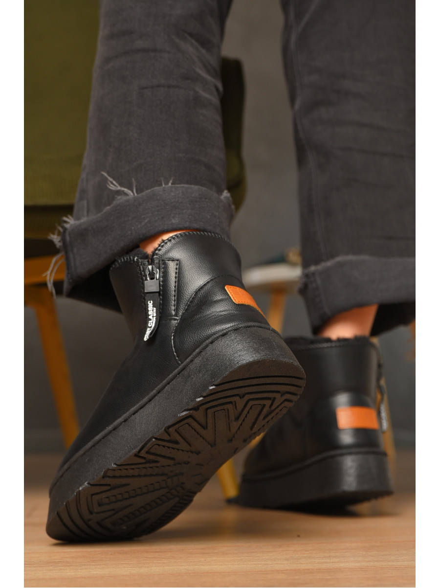 Уггі жіночі чорного кольору на хутрі штучна шкіра Уцінка DG18-В 210015C