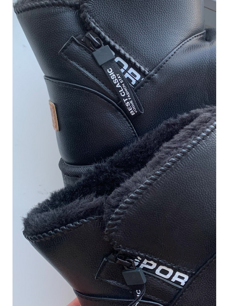 Уггі жіночі чорного кольору на хутрі штучна шкіра Уцінка DG18-В 210015C