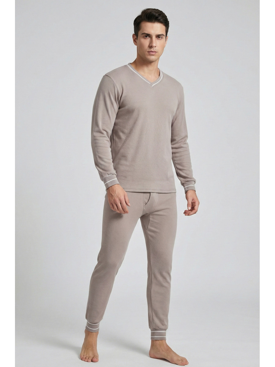 Термобелье мужское на флисе бежевого цвета 210019C