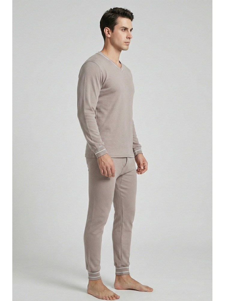 Термобелье мужское на флисе бежевого цвета 210019C