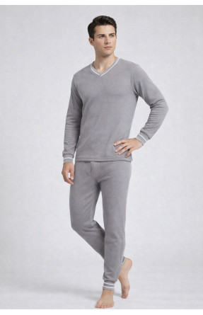 Термобелье мужское на флисе светло-серого цвета 210020C