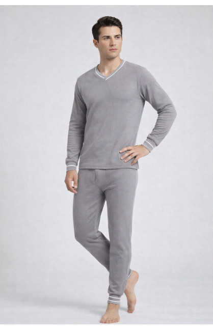 Термобелье мужское на флисе светло-серого цвета 210020C