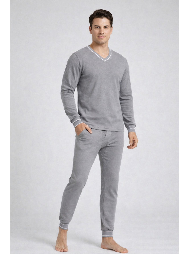 Термобелье мужское на флисе светло-серого цвета 210020C