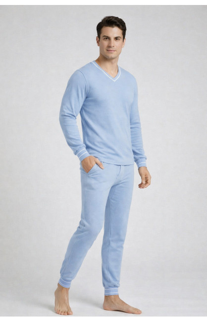 Термобелье мужское на флисе голубого цвета 210021C