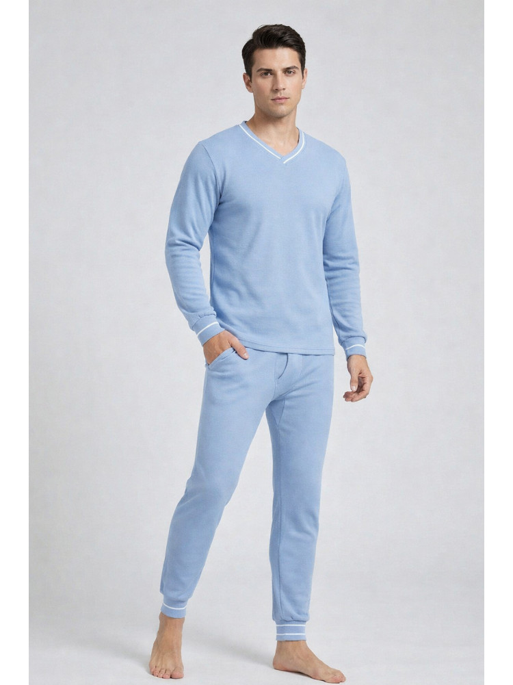 Термобелье мужское на флисе голубого цвета 210021C