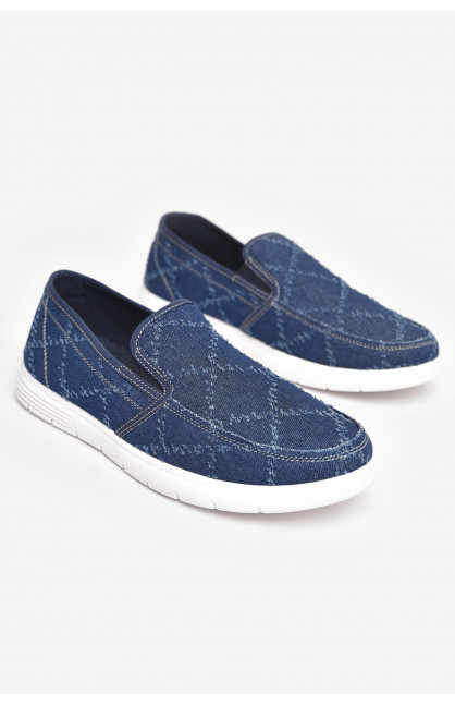 Мокасины мужские синего цвета текстиль 320-1 210022C