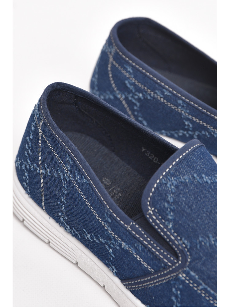 Мокасины мужские синего цвета текстиль 320-1 210022C