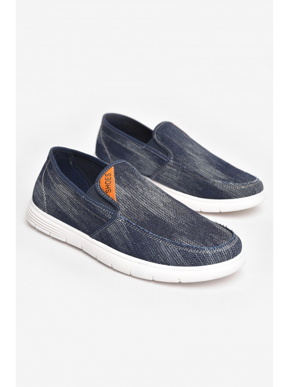 Мокасины мужские синего цвета текстиль 315-1 210023C