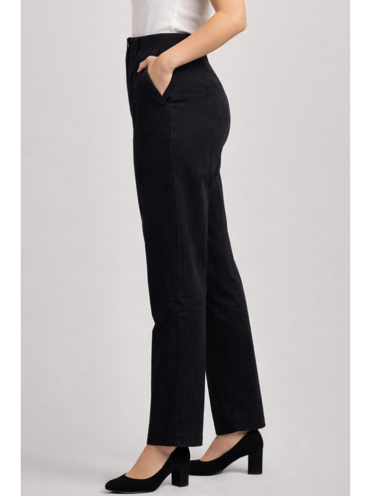 Брюки женские однотонные с начесом черного цвета 0114 210027C