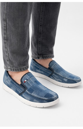 Мокасины мужские синего цвета текстиль 302-2 210028C