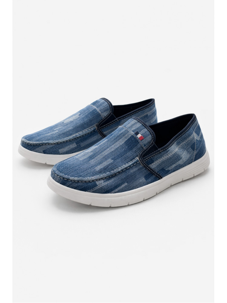 Мокасины мужские синего цвета текстиль 302-2 210028C