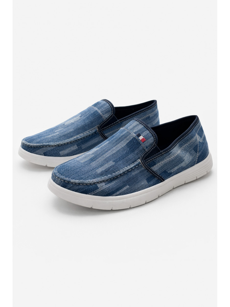 Мокасины мужские синего цвета текстиль 302-2 210028C