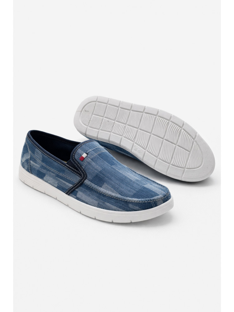 Мокасины мужские синего цвета текстиль 302-2 210028C