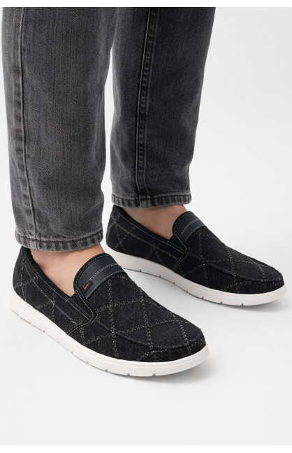 Мокасины мужские черного цвета текстиль 322 210029C