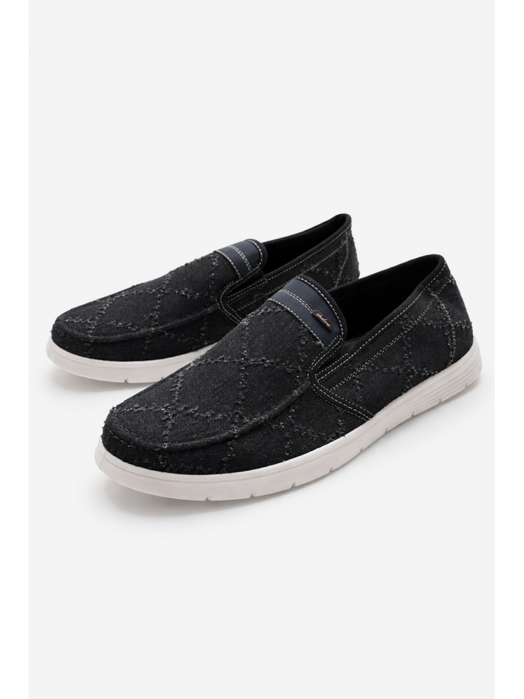 Мокасины мужские черного цвета текстиль 322 210029C