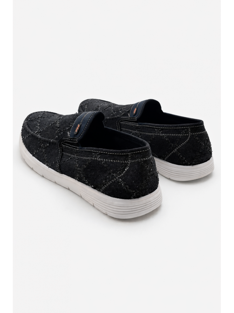 Мокасины мужские черного цвета текстиль 322 210029C