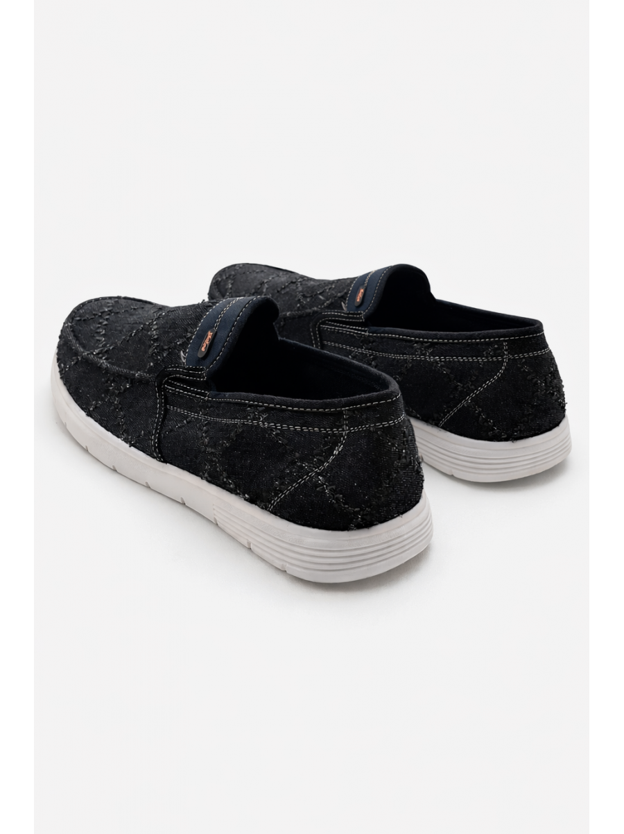 Мокасины мужские черного цвета текстиль 322 210029C