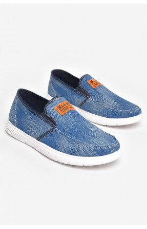 Мокасины мужские голубого цвета текстиль 313-2 210032C