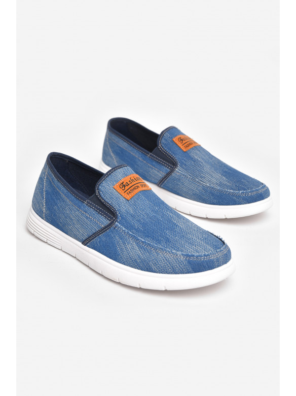 Мокасины мужские голубого цвета текстиль 313-2 210032C