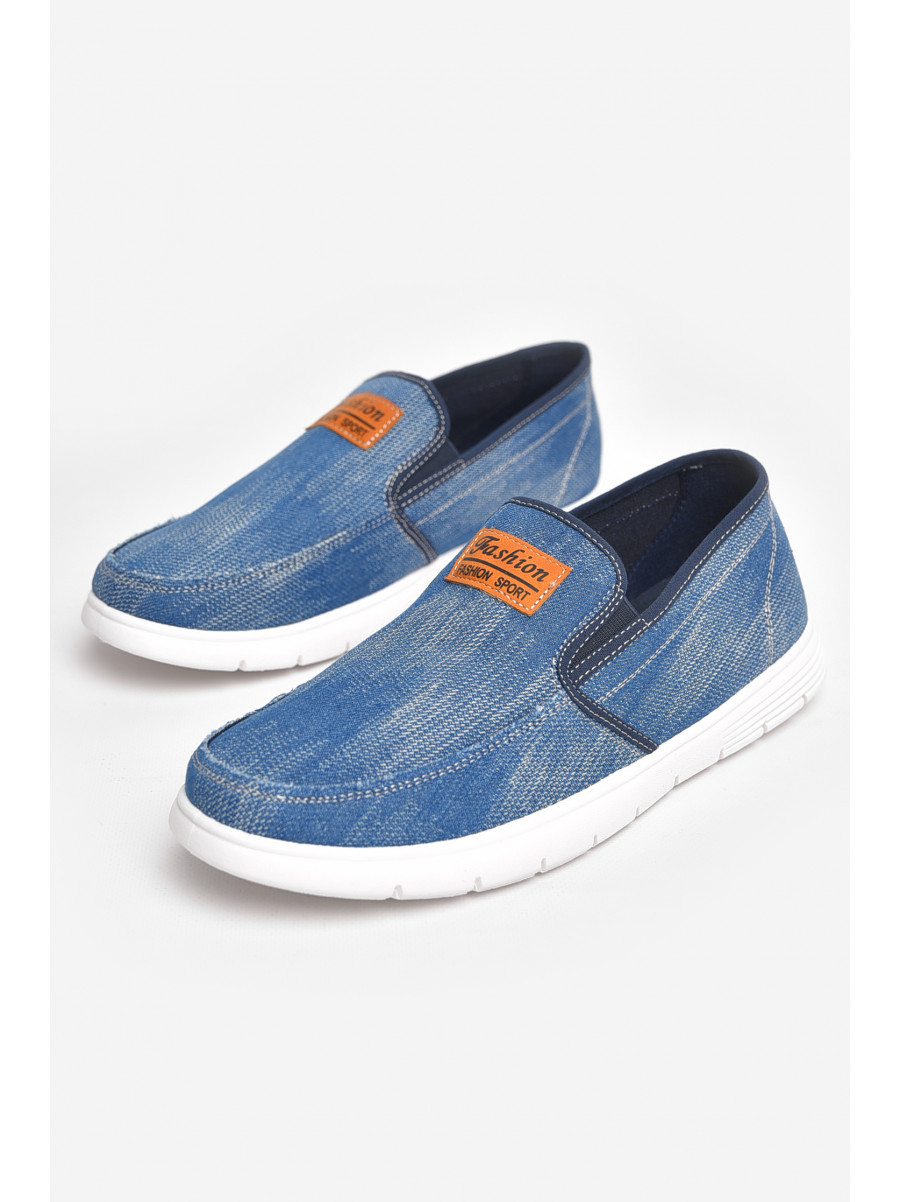 Мокасины мужские голубого цвета текстиль 313-2 210032C