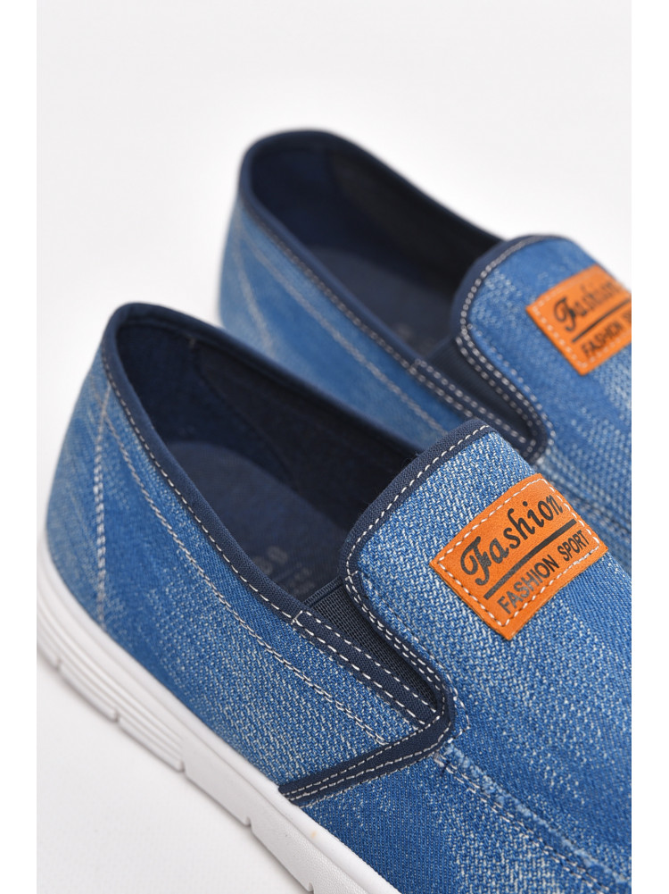 Мокасины мужские голубого цвета текстиль 313-2 210032C