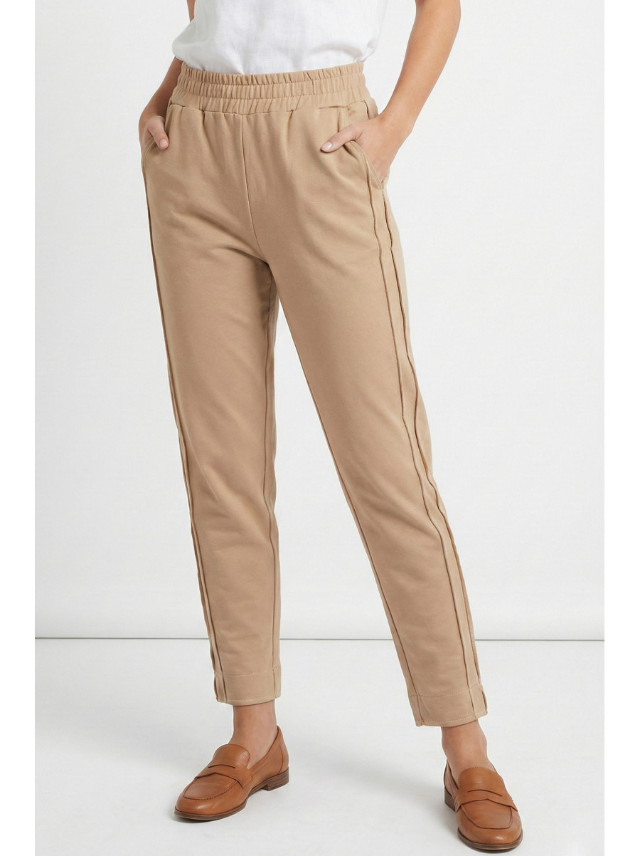 Штаны женские однотонные бежевого цвета 0121 210033C