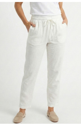 Штаны женские однотонные белого цвета 210034C