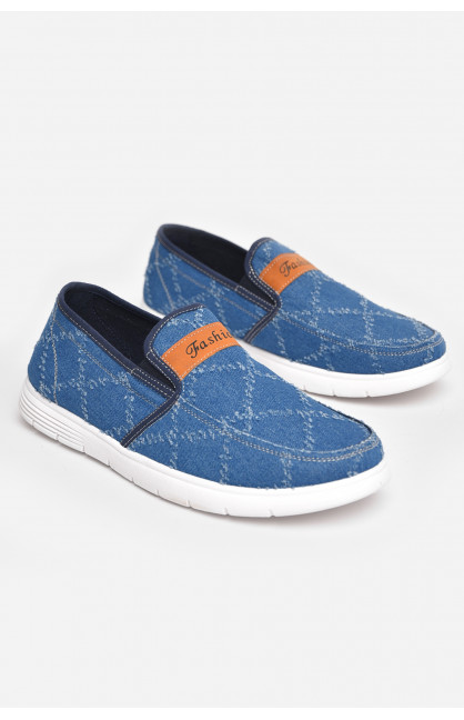 Мокасины мужские синего цвета текстиль 321-2 210035C