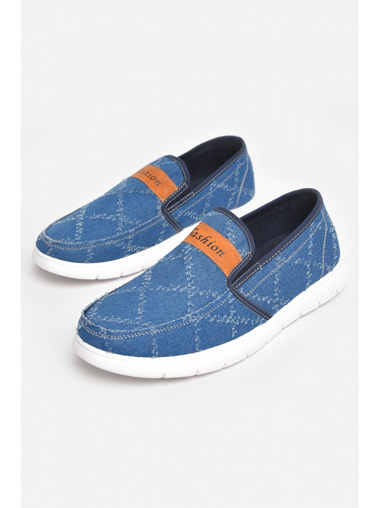 Мокасины мужские синего цвета текстиль 321-2 210035C