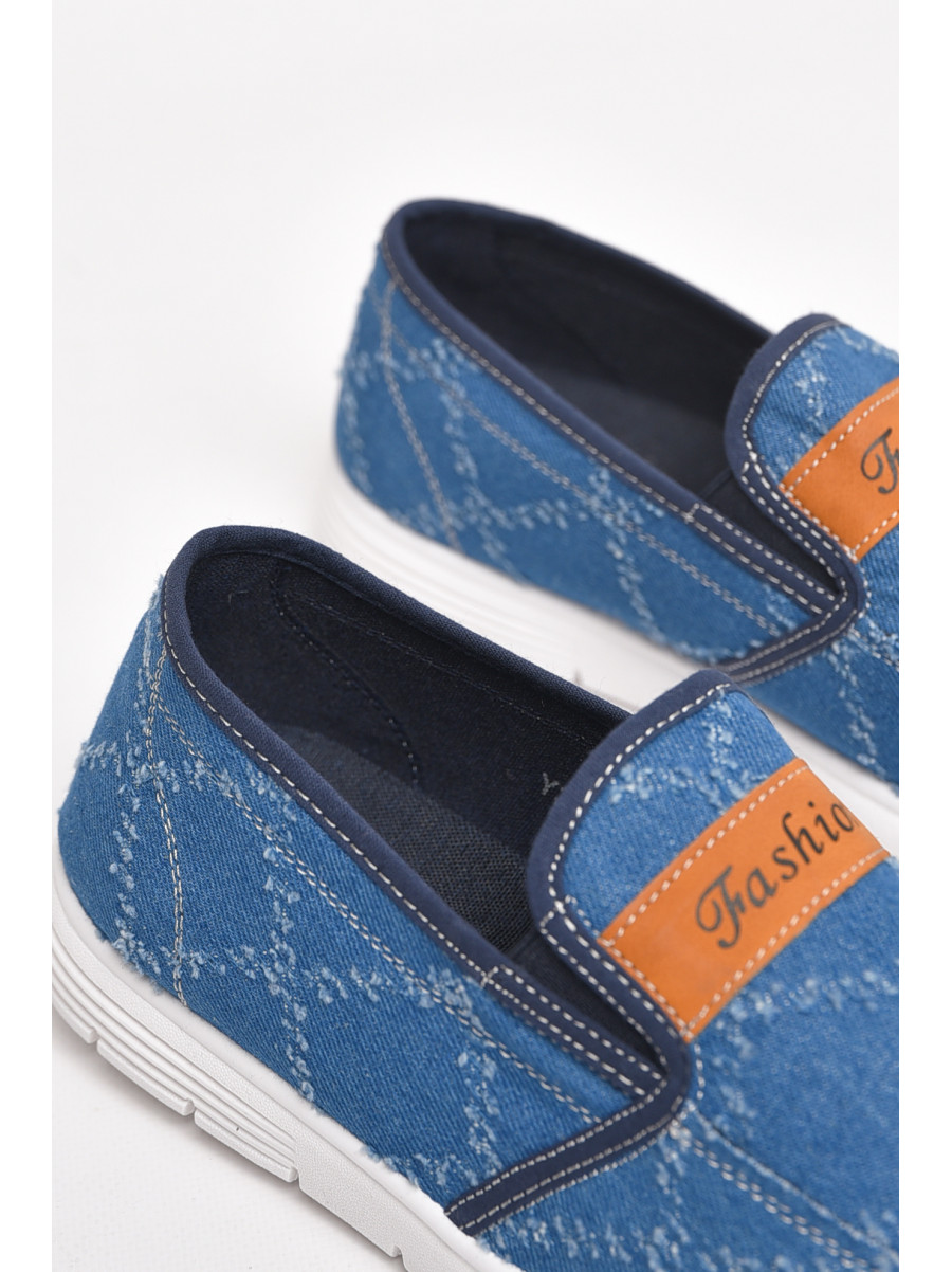 Мокасины мужские синего цвета текстиль 321-2 210035C