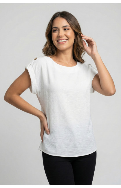 Блуза женская однотонная белого цвета 210036C