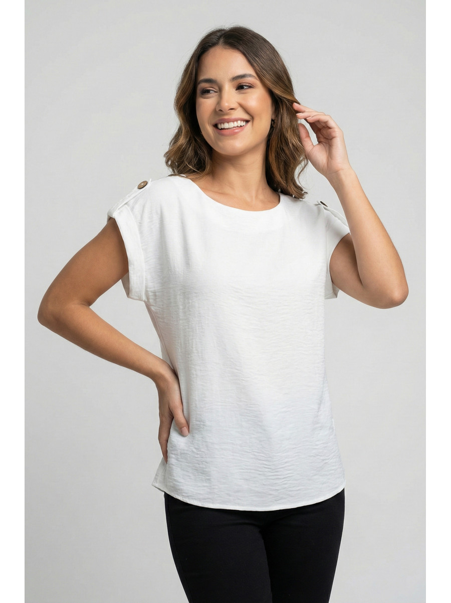 Блуза женская однотонная белого цвета 210036C