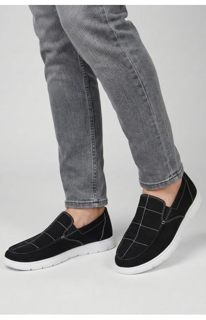 Мокасины мужские черного цвета текстиль 330 210038C