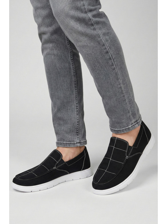 Мокасины мужские черного цвета текстиль 330 210038C