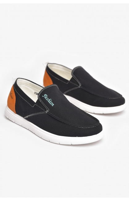 Мокасины мужские черного цвета текстиль Y337 210039C