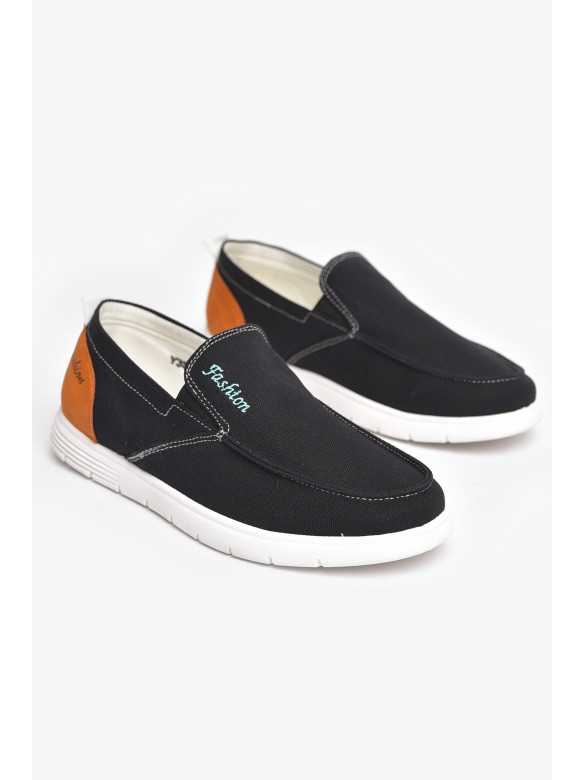 Мокасины мужские черного цвета текстиль Y337 210039C