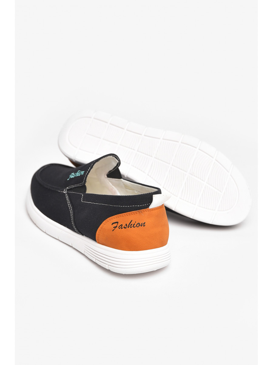 Мокасины мужские черного цвета текстиль Y337 210039C