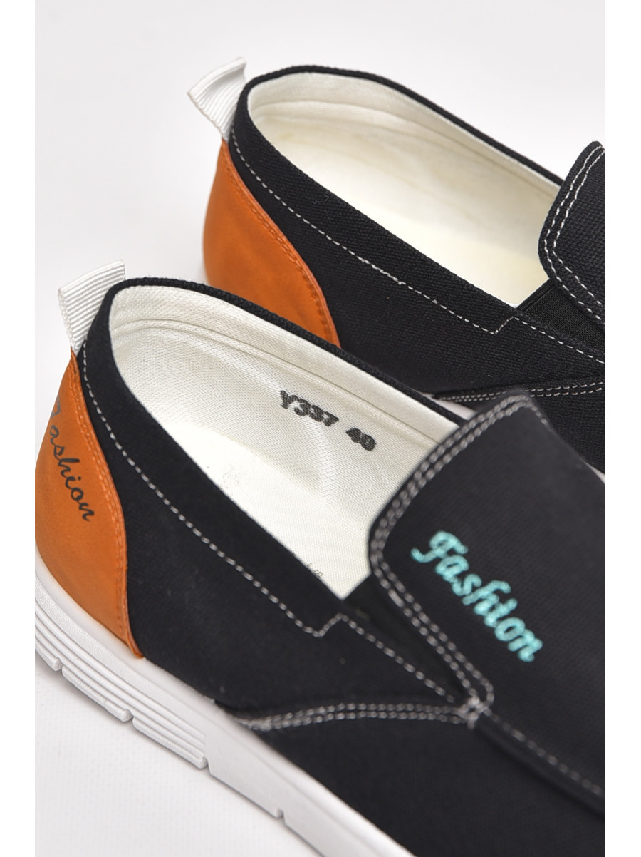 Мокасины мужские черного цвета текстиль Y337 210039C