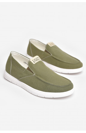 Мокасины мужские зеленого цвета текстиль Y331-6 210040C