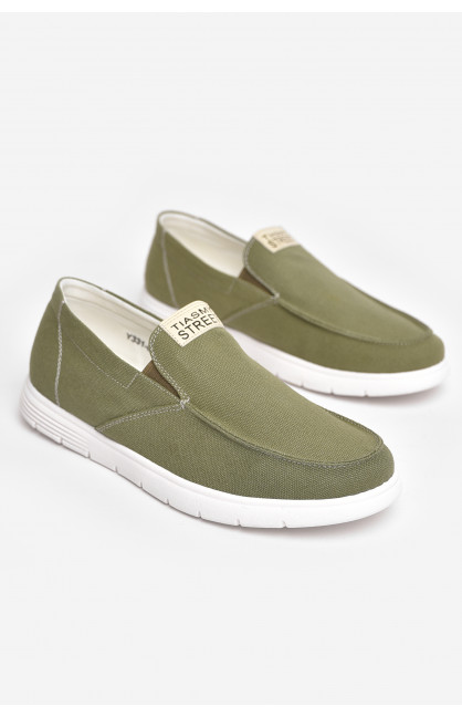 Мокасины мужские зеленого цвета текстиль Y331-6 210040C