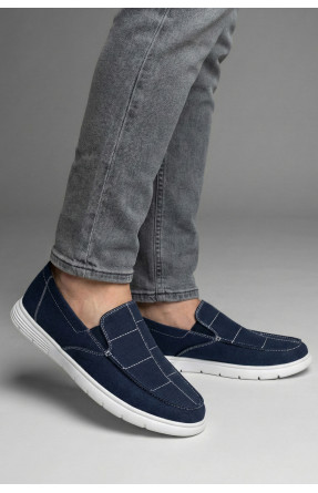 Мокасины мужские синего цвета текстиль 330-1 210041C