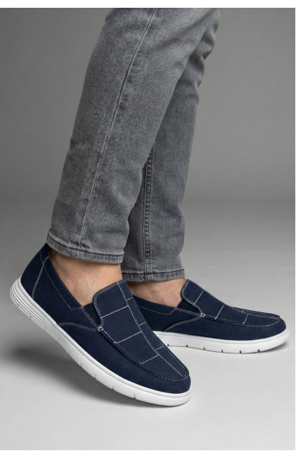 Мокасины мужские синего цвета текстиль 330-1 210041C