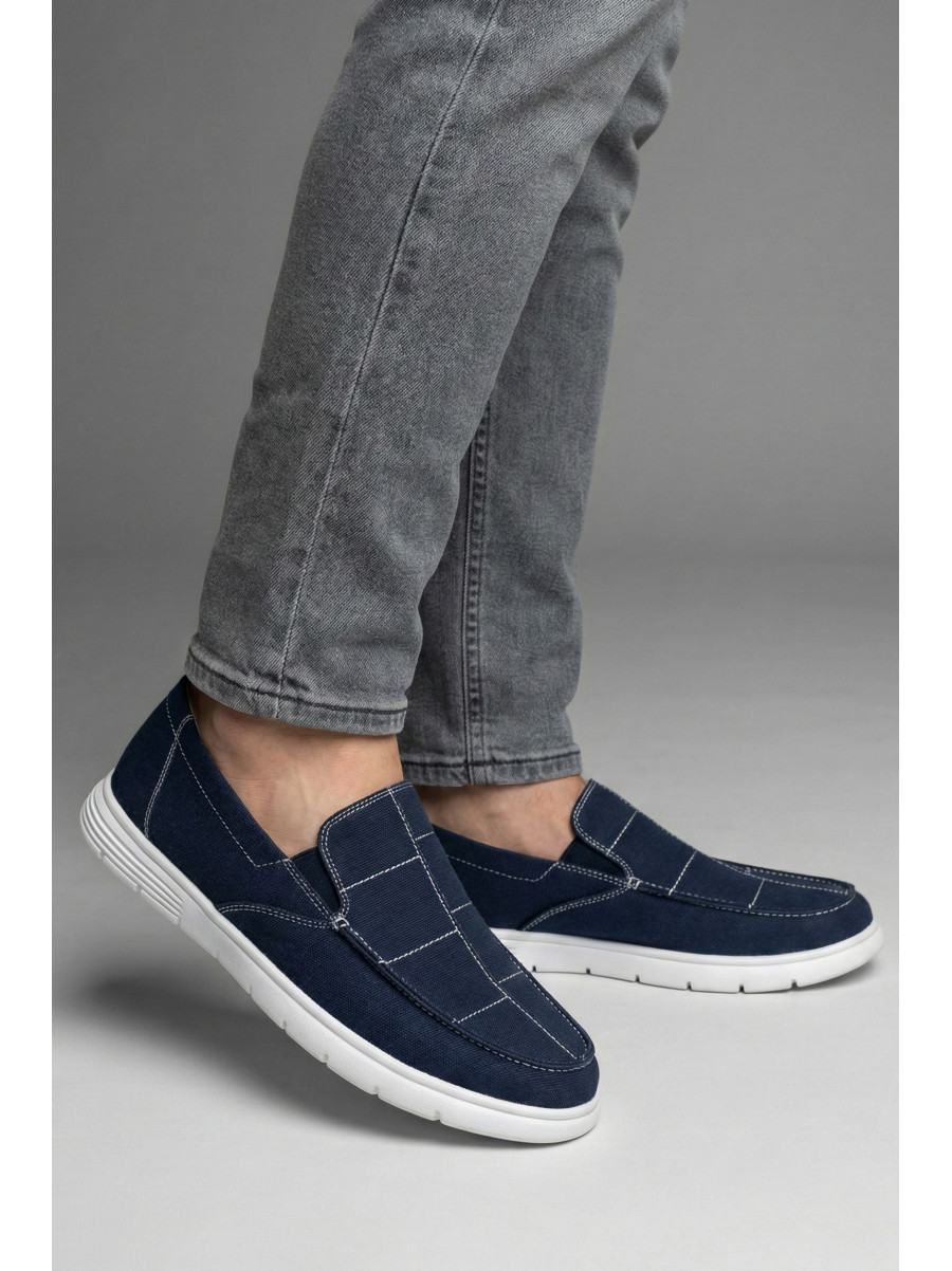 Мокасины мужские синего цвета текстиль 330-1 210041C