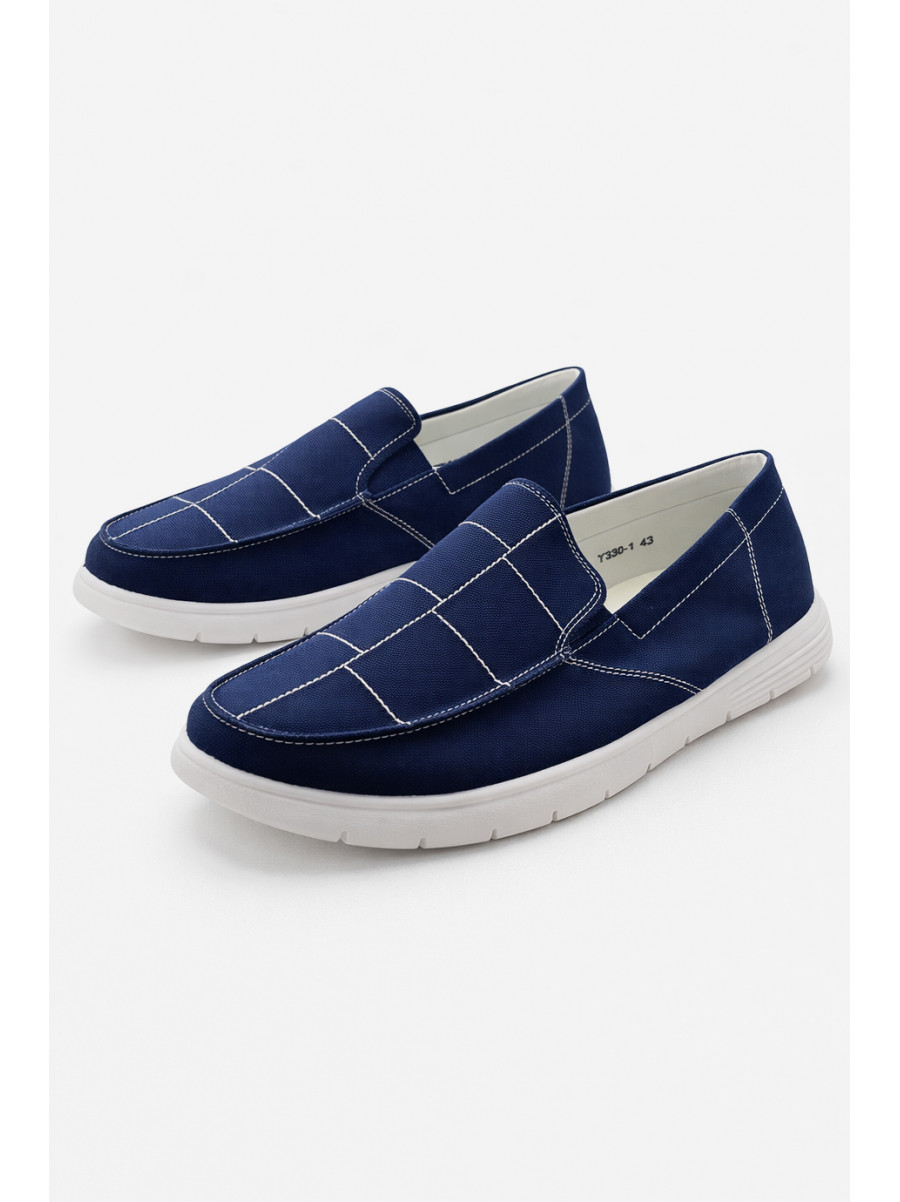 Мокасины мужские синего цвета текстиль 330-1 210041C