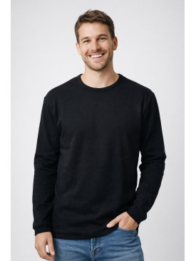 Кофта чоловіча однотонна на флісі чорного кольору 210042C