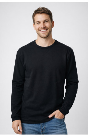 Кофта мужская однотонная на флисе черного цвета 210042C