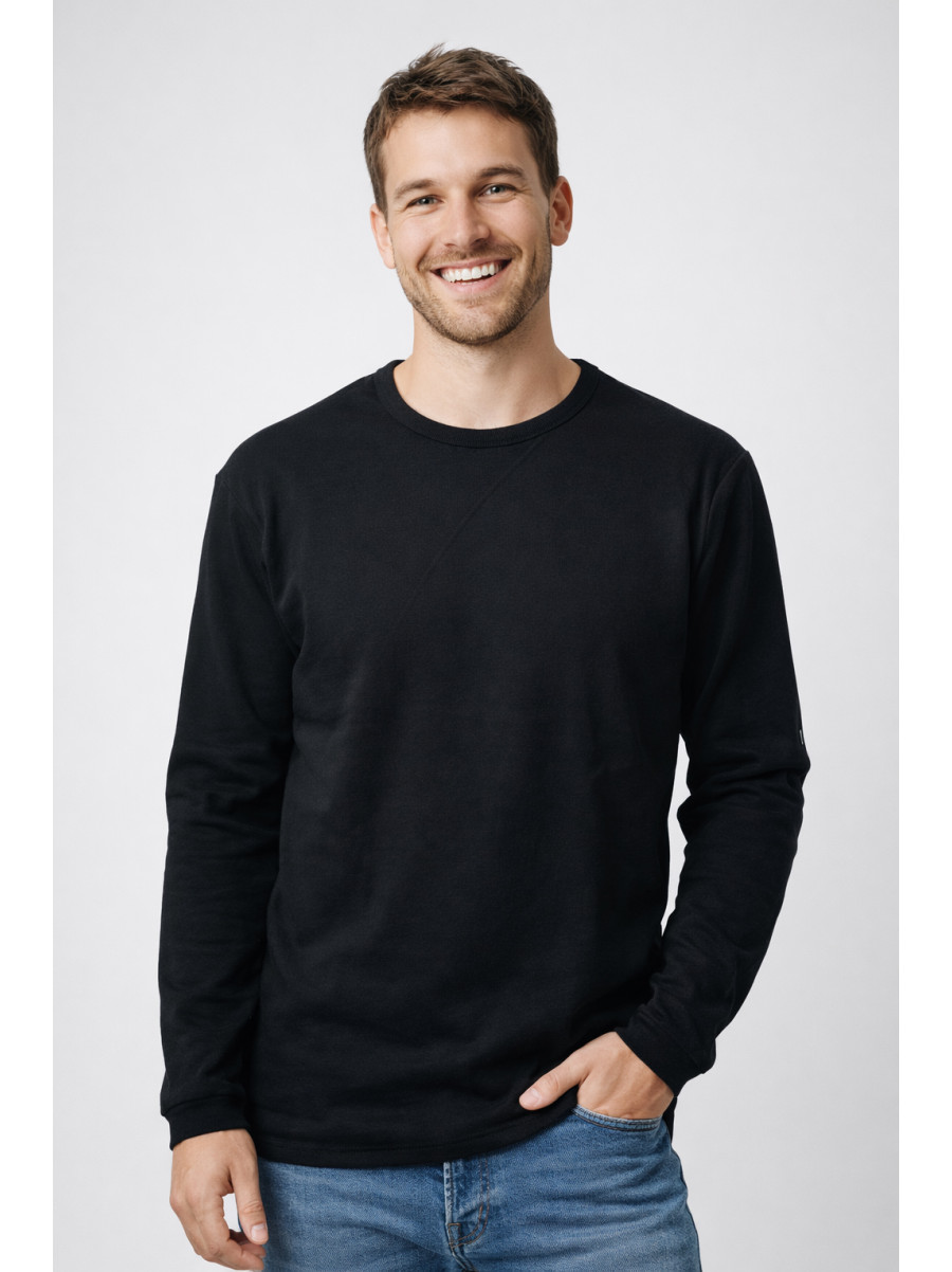 Кофта мужская однотонная на флисе черного цвета 210042C
