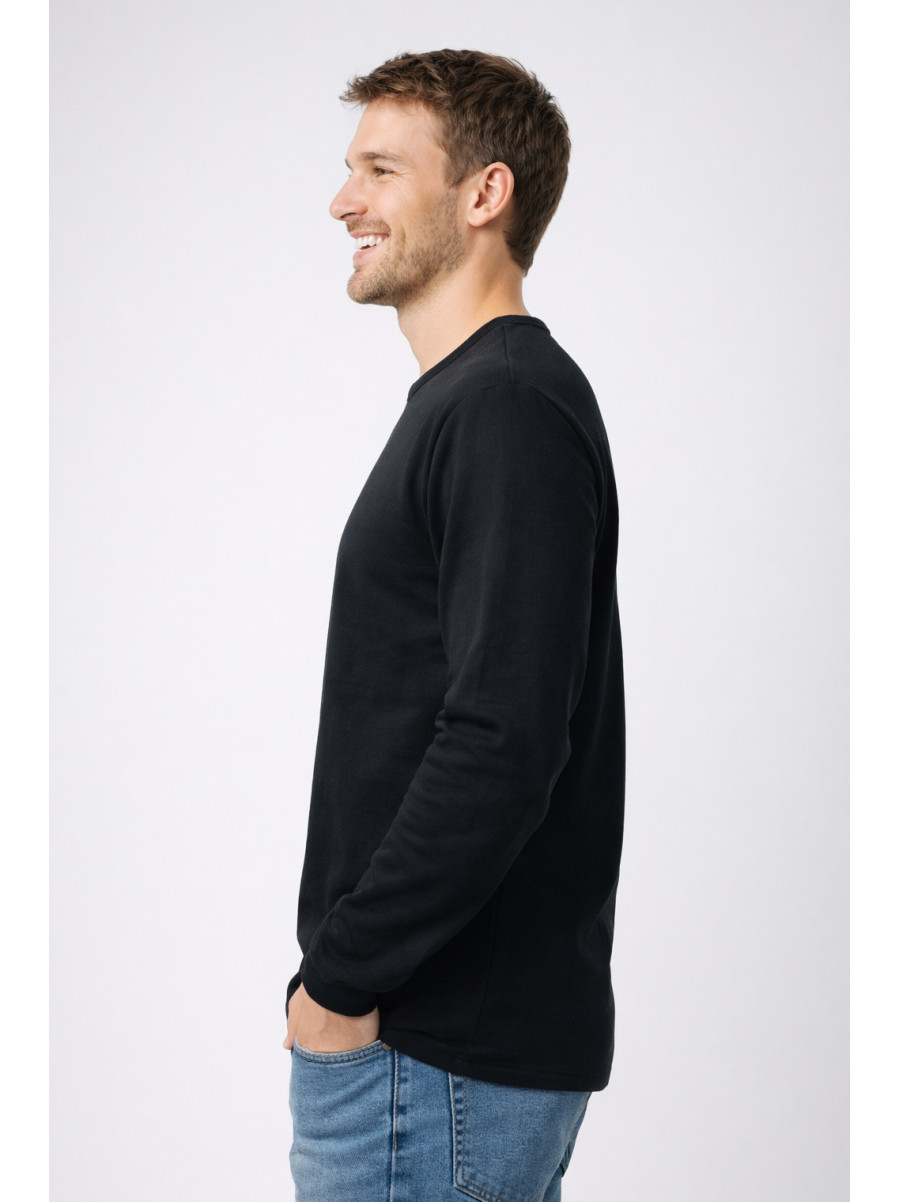 Кофта мужская однотонная на флисе черного цвета 210042C